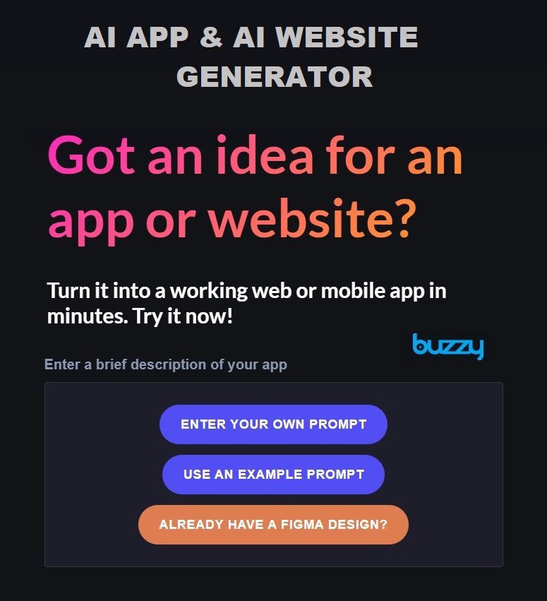 Buzzy Custom AI Website and AI App Generator Builders